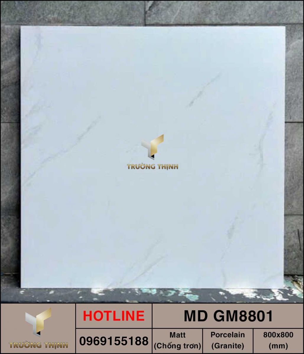 Gạch trắng khói men khô 800x800 Viglacera MD GM8801 cao cấp