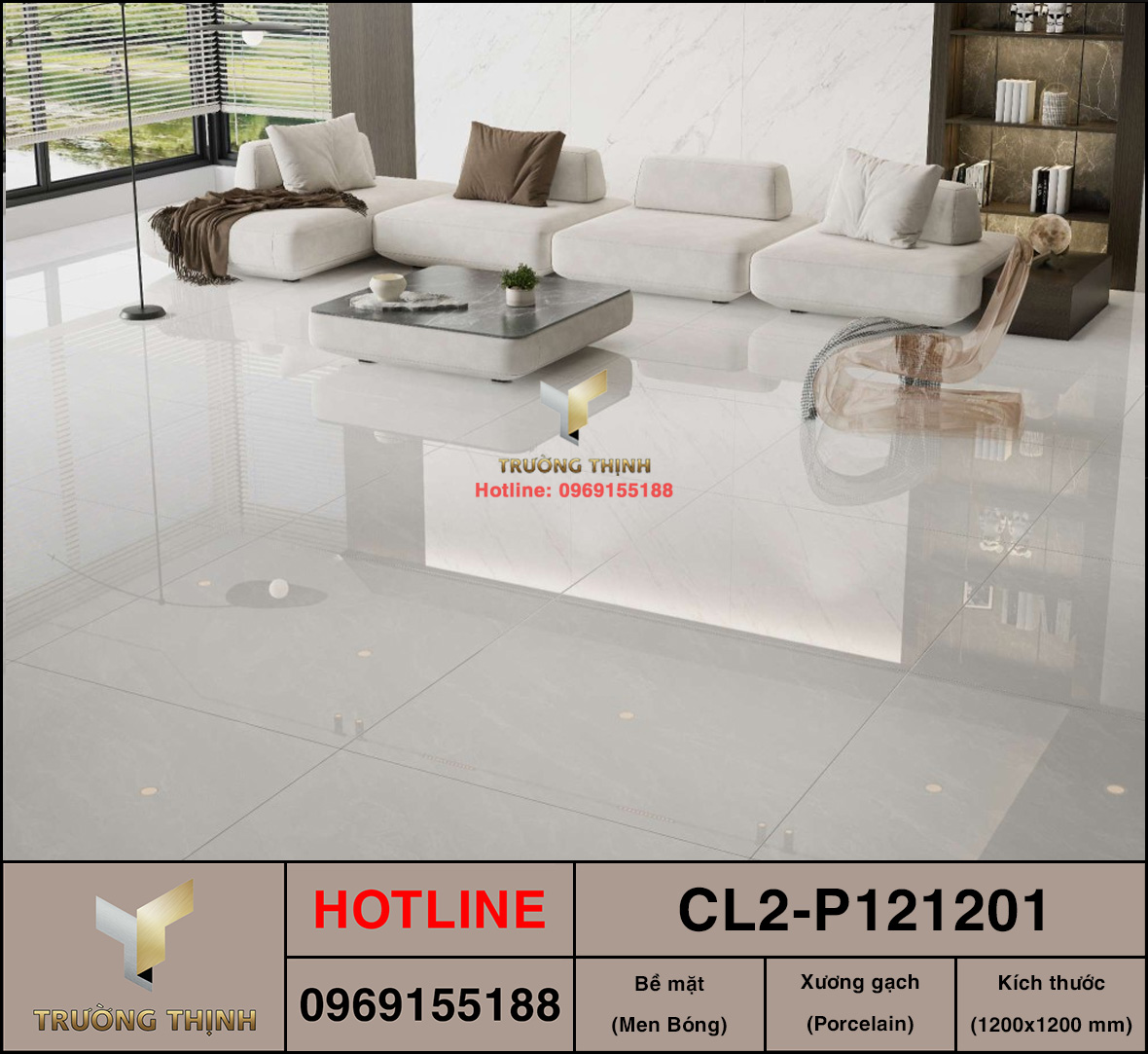 Gạch lát nền 1200x1200 Viglacera Cửu Long CL2-P121201