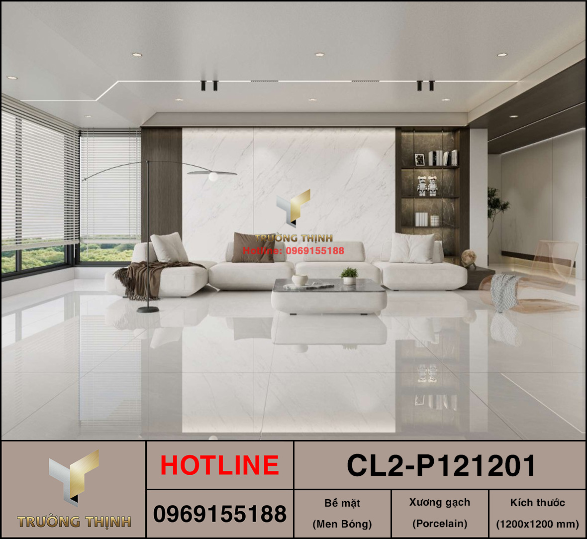 Gạch lát nền 1200x1200 Viglacera Cửu Long CL2-P121201