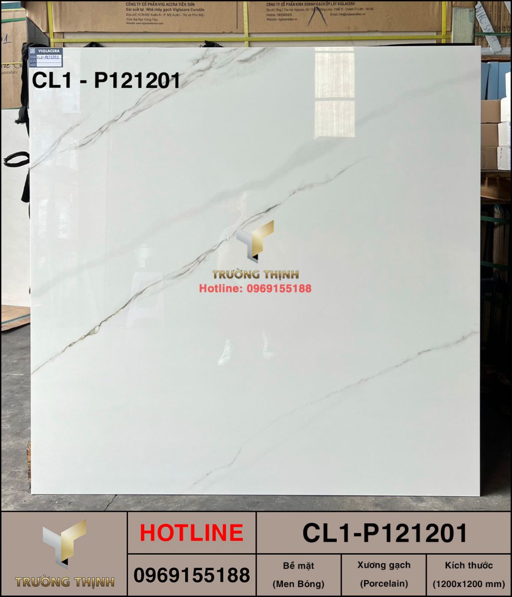 Gạch tấm lớn 1200x1200 Viglacera CL1-P121201 trắng khói