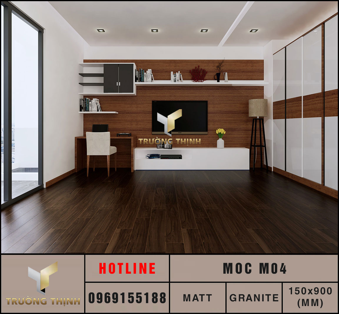 Gạch granite giả gỗ 150x900 Eurotile Mộc Châu MOC M04 cao cấp