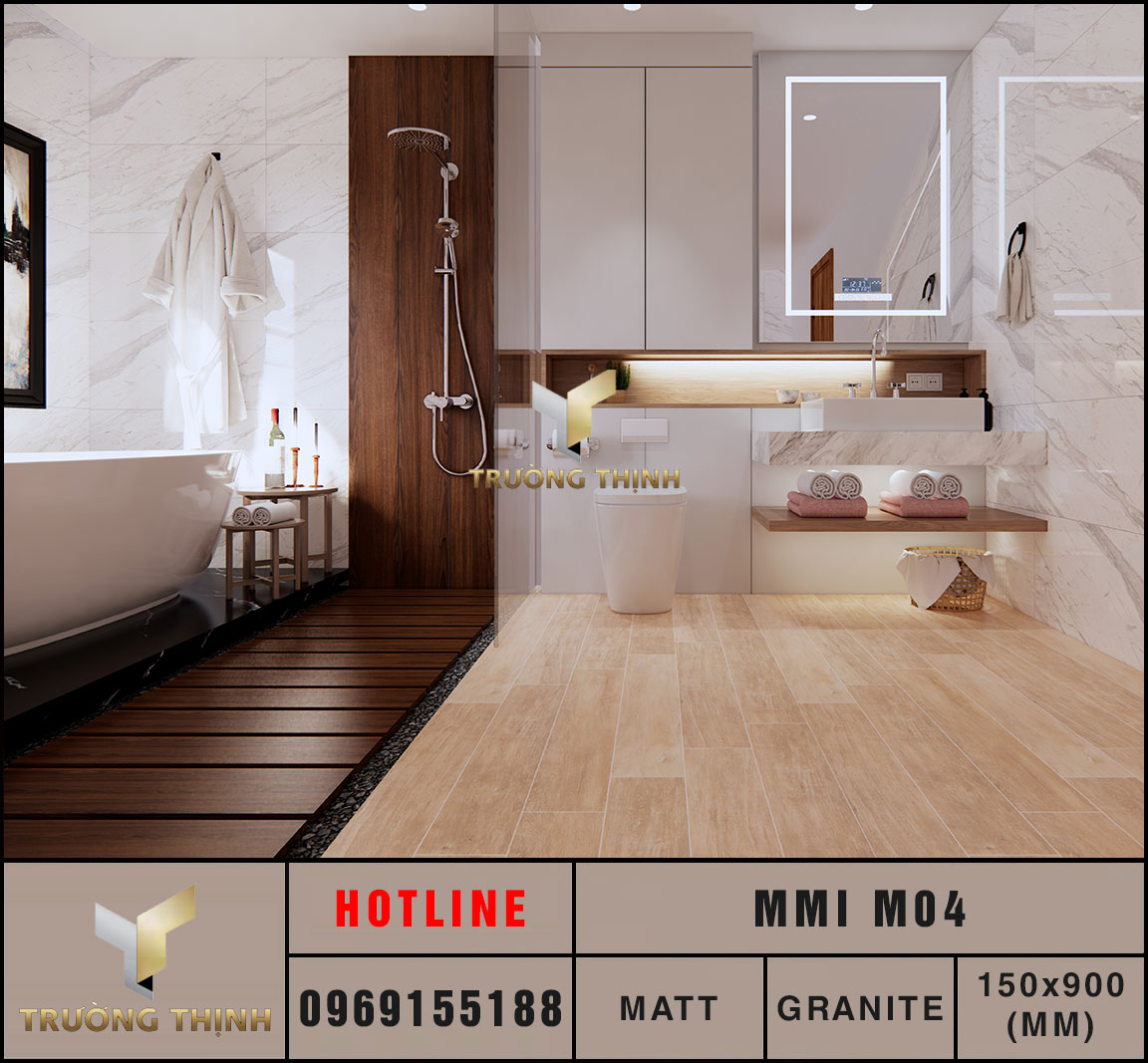 Ảnh mẫu gạch ốp lát 150x900 Eurotile Mộc Miên MMI M04