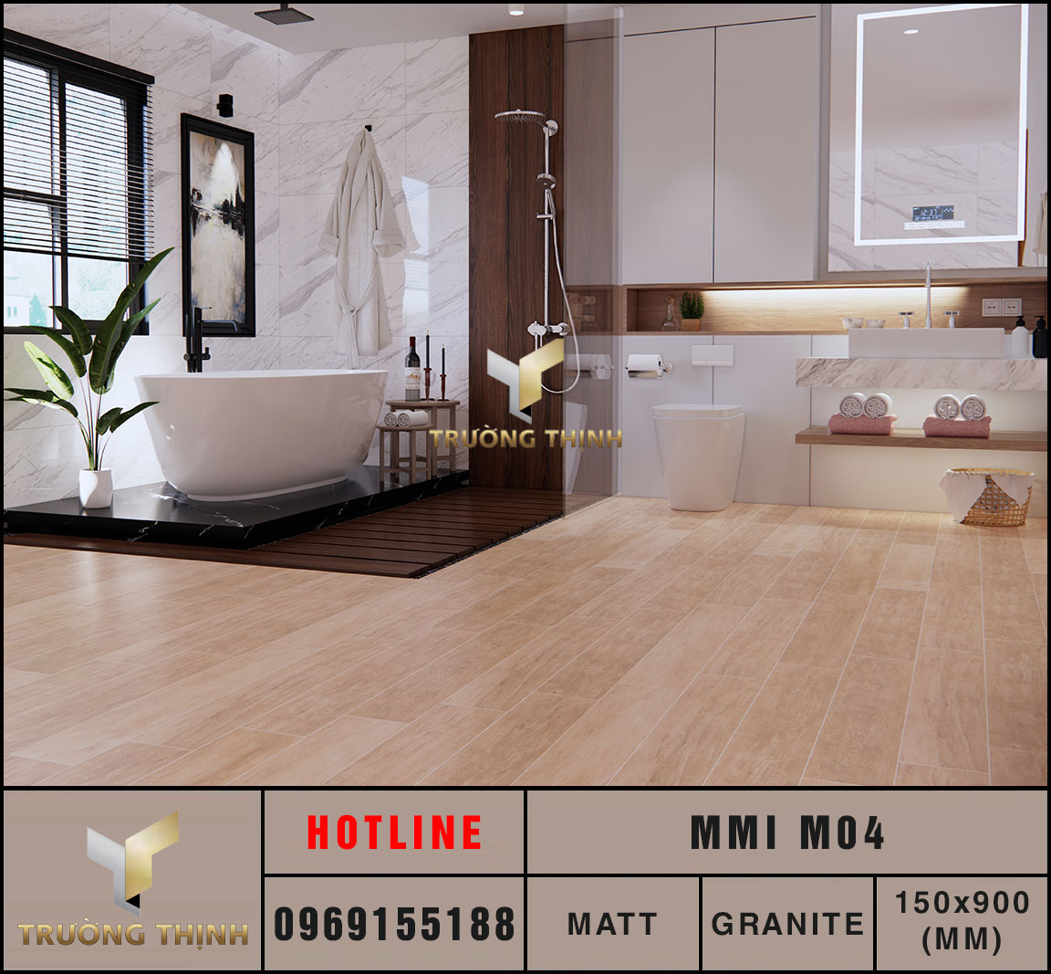 Gạch granite vân gỗ Eurotile Mộc Miên MMI M04 cao cấp