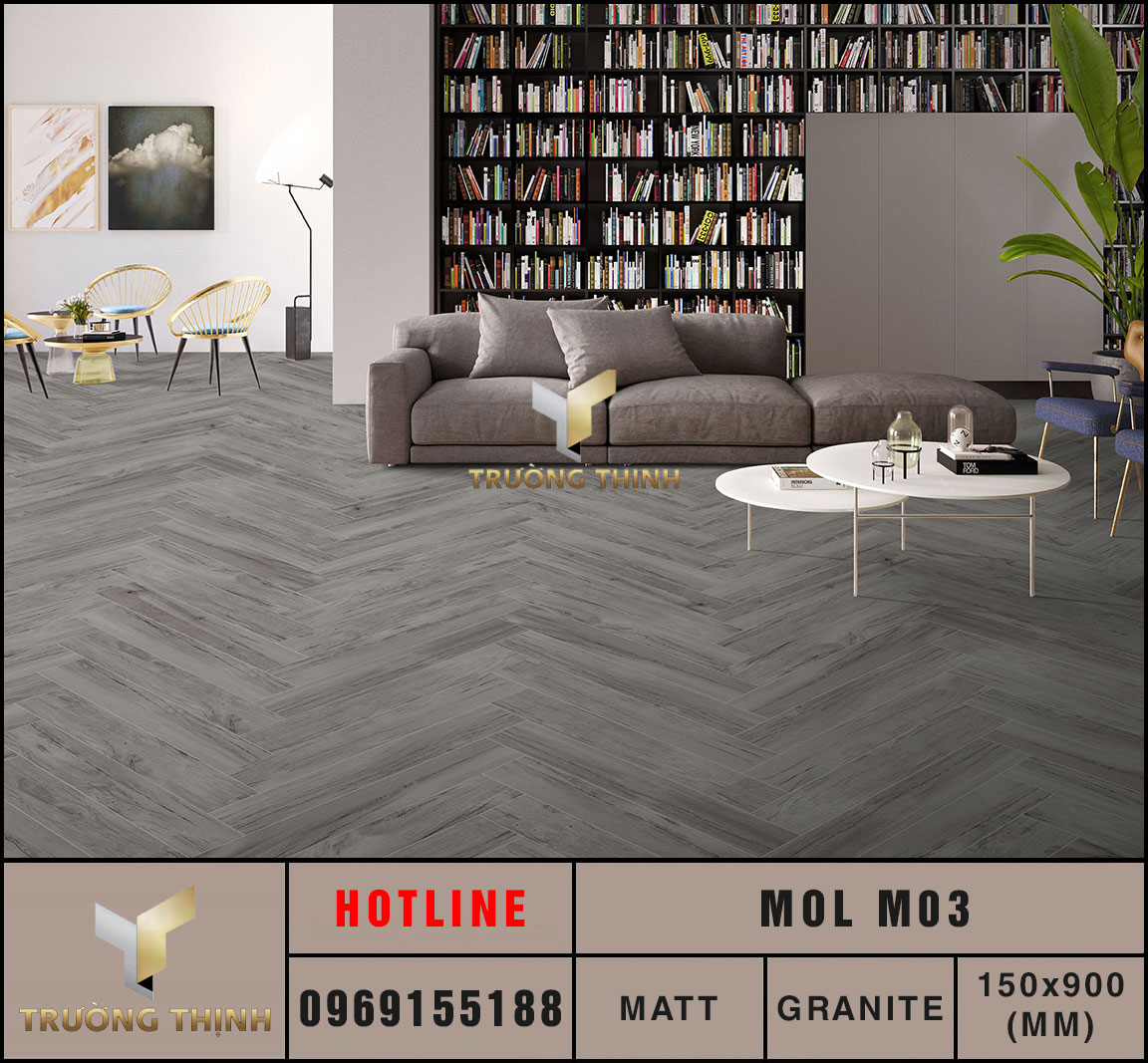Gạch lát giả gỗ 150x900 Eurotile Mộc Lan MOL M03 xương granite