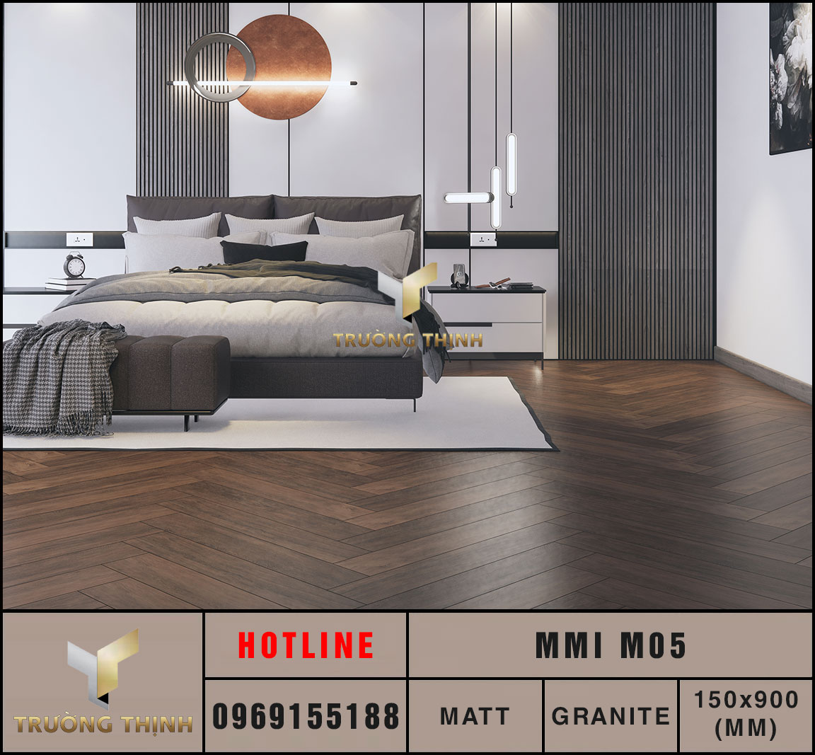 Gạch vân gỗ óc chó Eurotile Mộc Miên MMI M05 xương granite