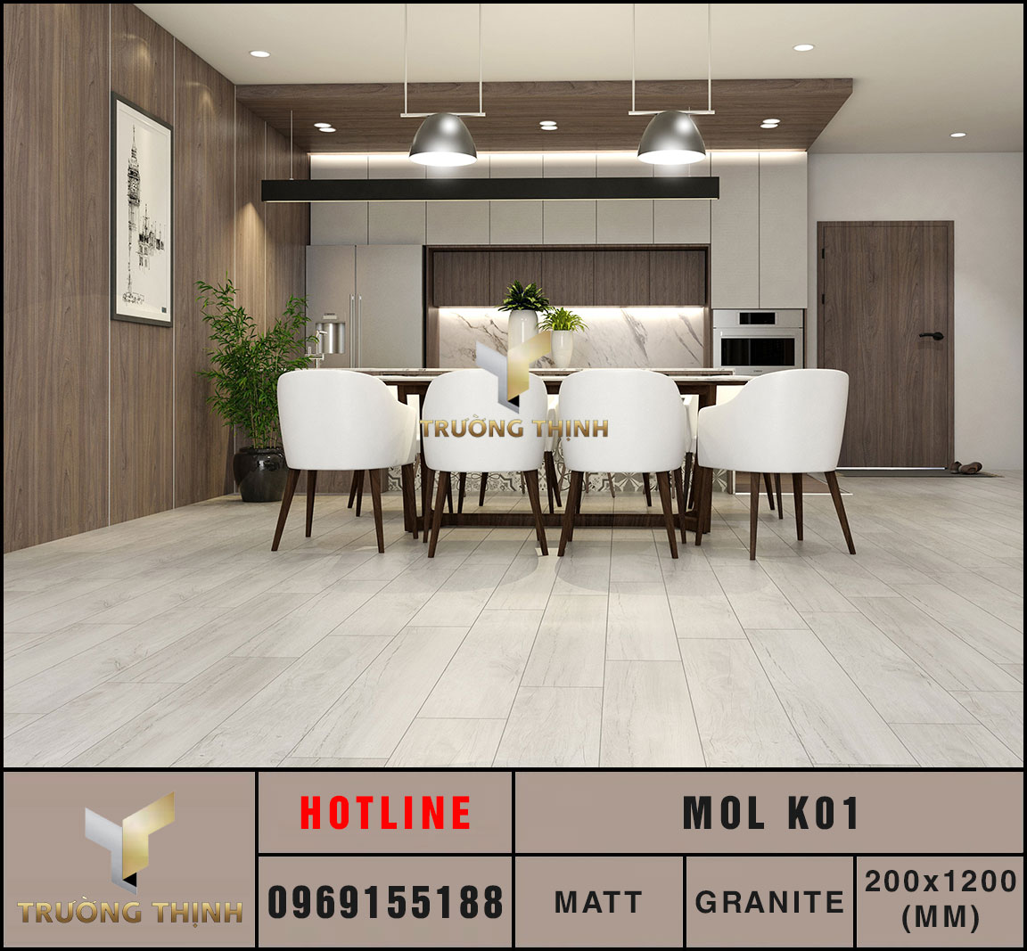Gạch granite giả gỗ 200x1200 Eurotile Mộc Lan MOL K01 cao cấp