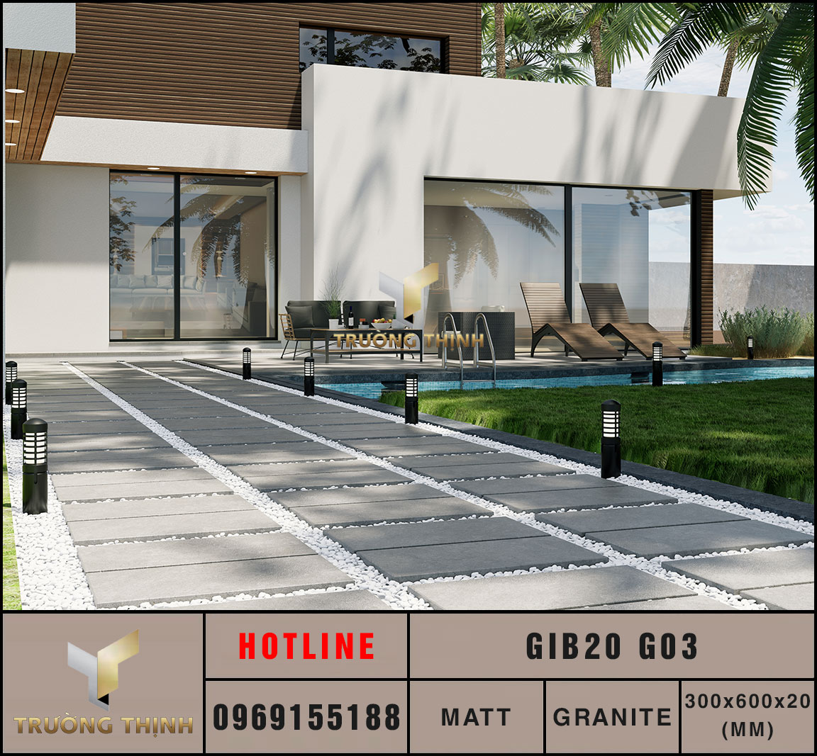 Ảnh mẫu 3D Ảnh gạch lát nền 300x600x20 Eurotile Gibellina GIB20 G03