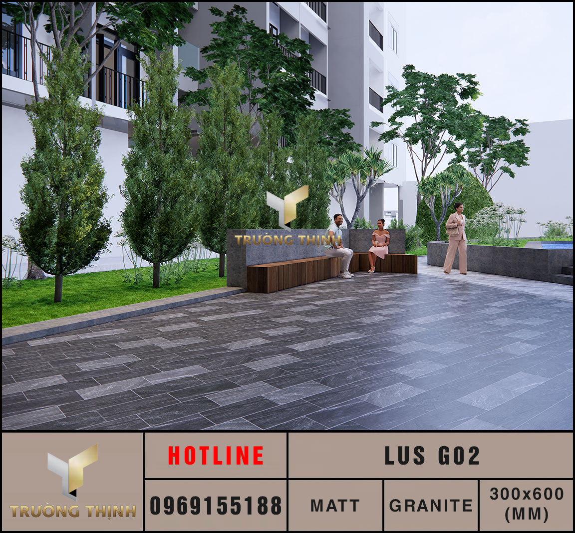 Ảnh phối cảnh 3D gạch ốp lát 300x600 Eurotile Lưu Sa LUS G02