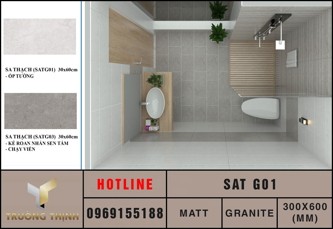Ảnh phối cảnh 3D gạch ốp lát 300x600 Eurotile SAT G01