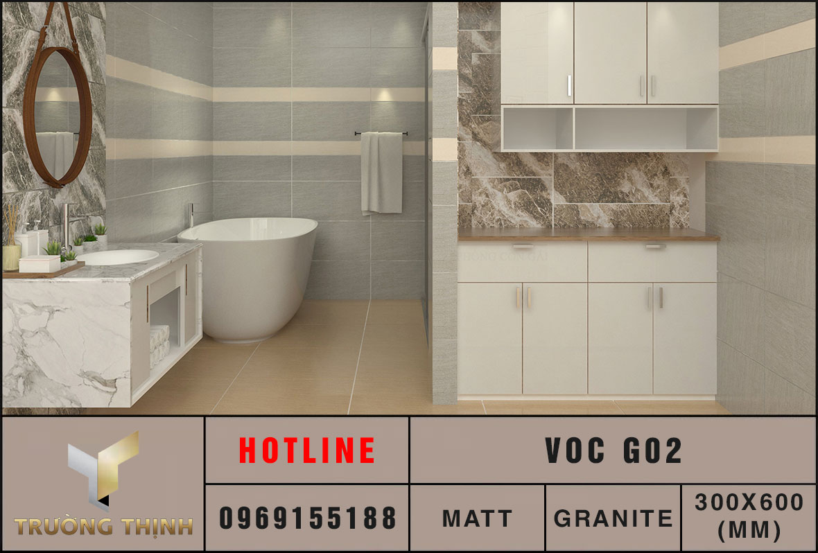 Ảnh phối cảnh 3D gạch ốp lát 300x600 Eurotile VOC G02