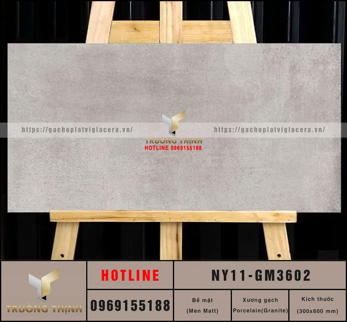 Gạch Viglacera NY11-GM3602 300x600 Vân Xi Măng Chống Trơn Giá Tốt