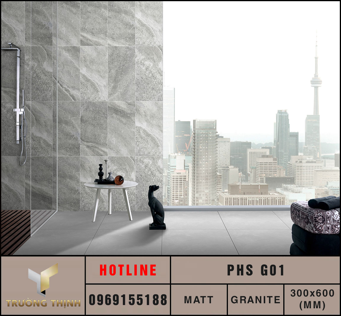 Ảnh phối cảnh 3D gạch ốp lát 300x600 Eurotile Phù Sa PHS G01