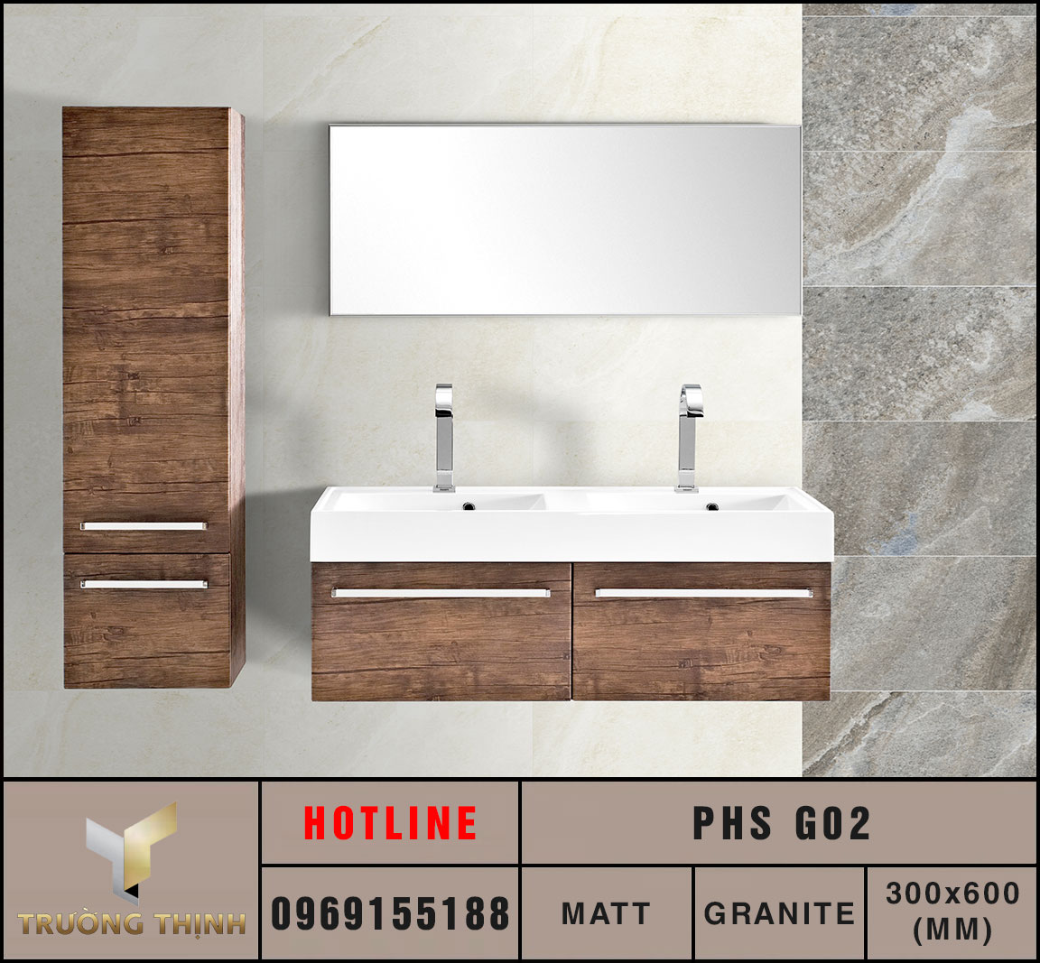 Ảnh phối cảnh 3D gạch ốp lát 300x600 Eurotile Phù Sa PHS G02