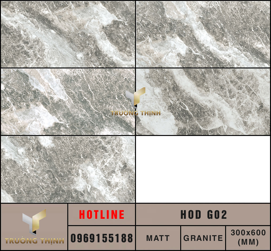 Ảnh MAP 5 Face ốp lát 300x600 Eurotile Hoa Đá HOD G02