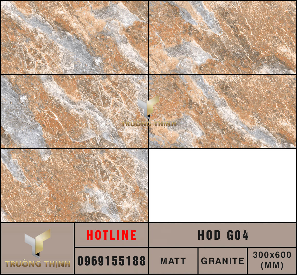 Ảnh MAP 5 Face ốp lát 300x600 Eurotile Hoa Đá HOD G04