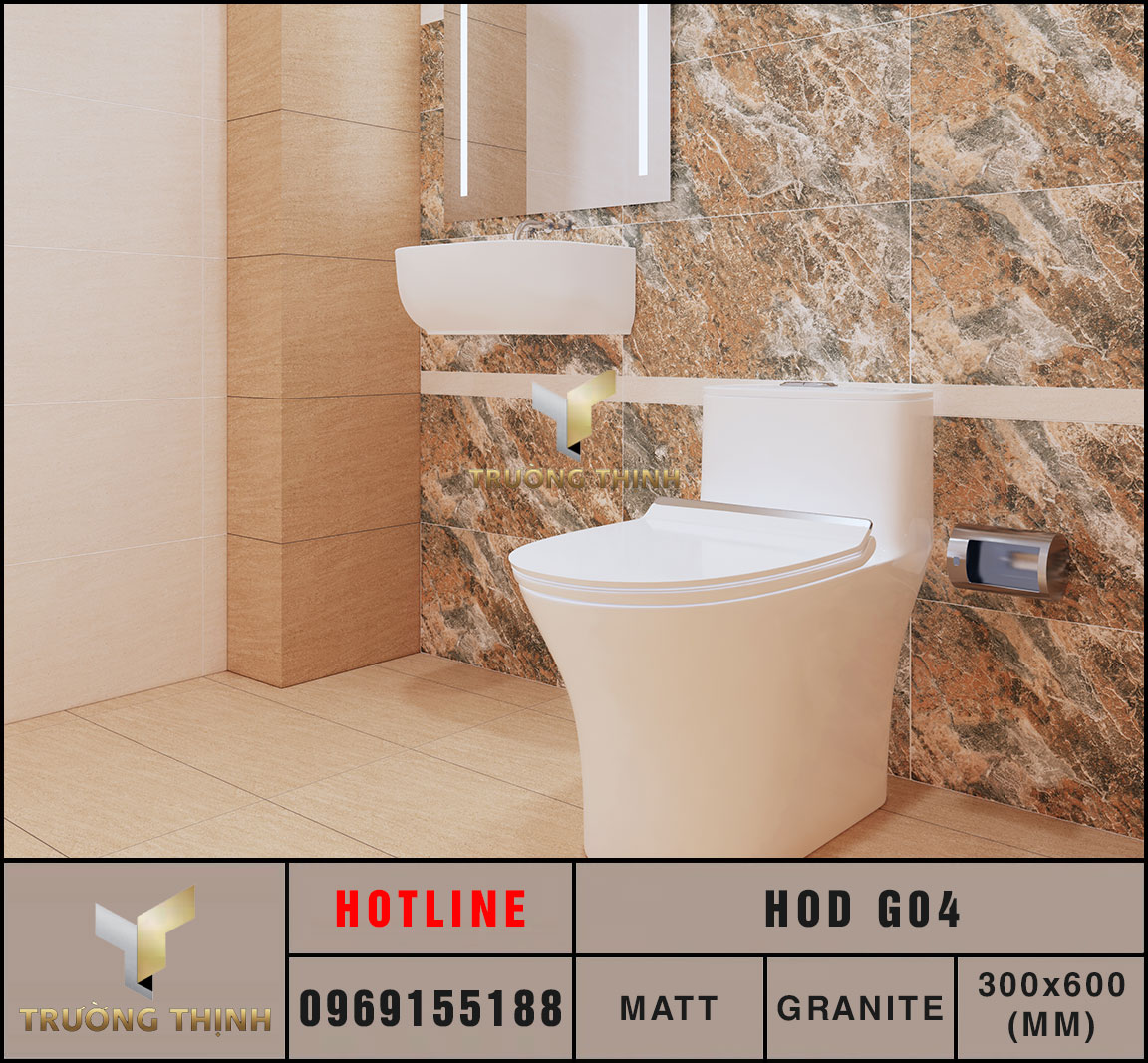 Ảnh mẫu 3D gạch ốp lát 300x600 Eurotile Hoa Đá HOD G04