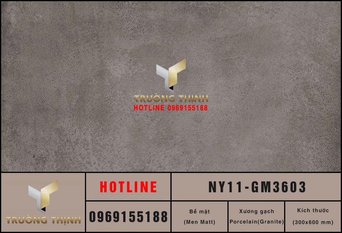 Gạch ốp lát vân xi măng màu xám 300x600 Viglacera NY11-GM3603: Sự lựa chọn hoàn hảo cho không gian hiện đại