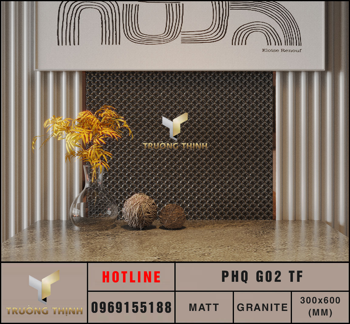 Ảnh mẫu gạch trang trí 300x600 Eurotile Phú Quý PHQ G02 TF
