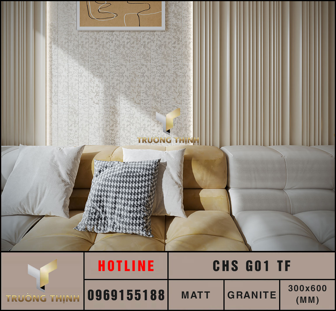 Ảnh mẫu gạch trang trí 300x600 Eurotile Châu Sa CHS G01 TF