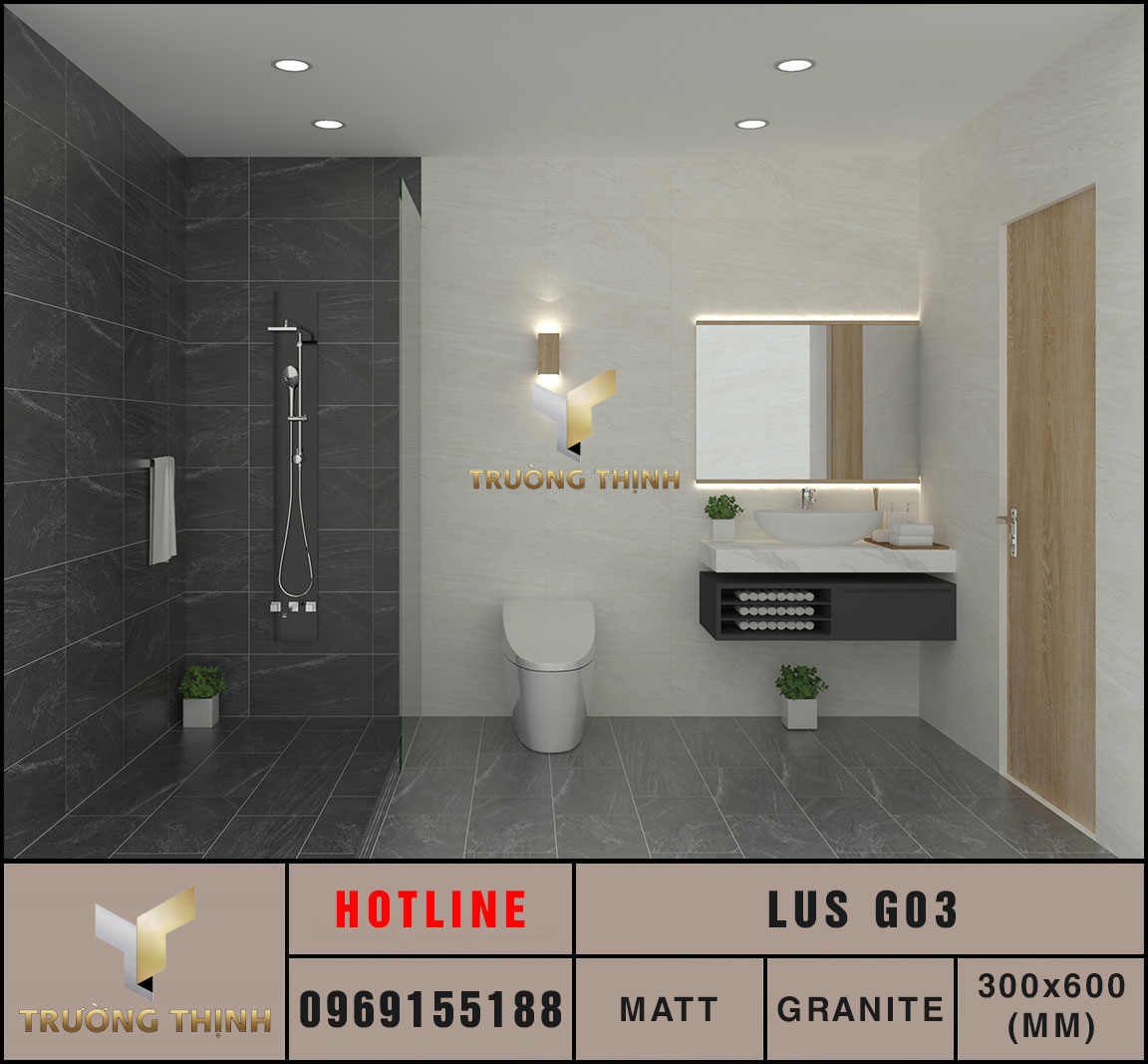 Ảnh mẫu 3D gạch ốp lát 300x600 Eurotile Lưu Sa LUS G03