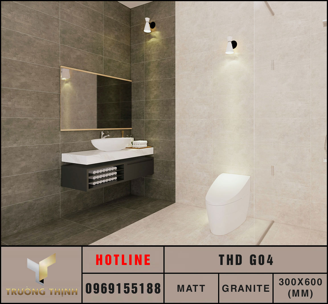 Ảnh phối cảnh 3D gạch ốp lát 300x600 Eurotile THD G04