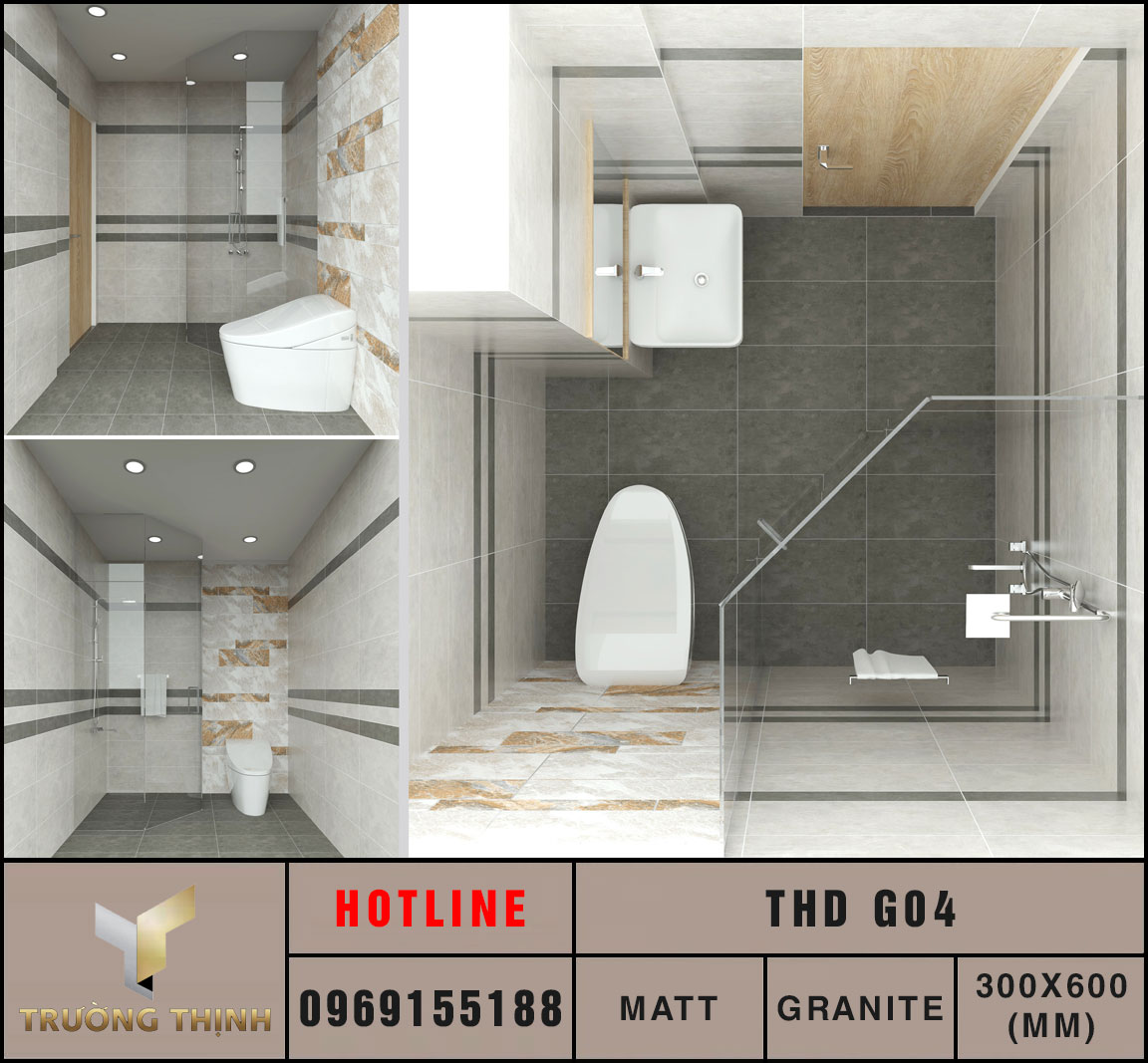 Ảnh phối cảnh 3D gạch ốp lát 300x600 Eurotile THD G04