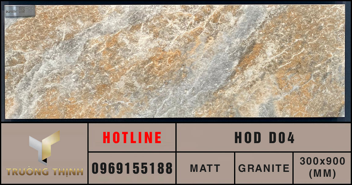 Gạch granite men khô 300x900 Eurotile Hoa Đá HOD D04 màu nâu