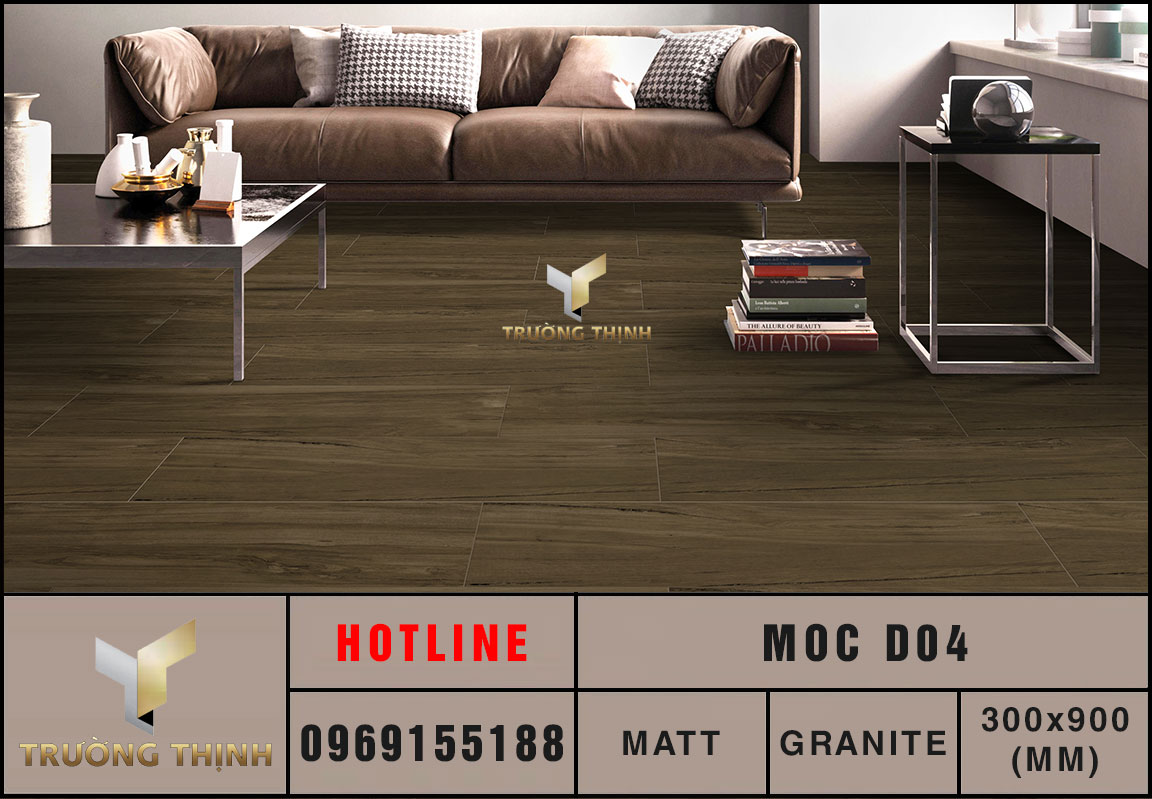 Gạch lát sàn vân gỗ 300x900 Eurotile Mộc Châu MOC D04 granite