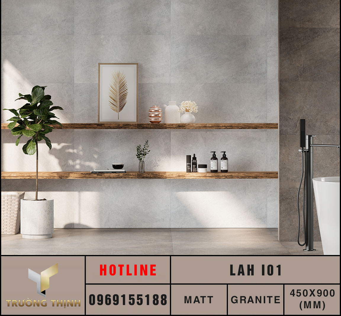 Ảnh phối cảnh 3D gạch ốp lát 450x900 Eurotile LAH I02