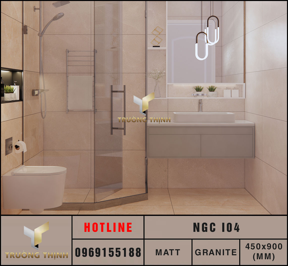 Ảnh phối cảnh 3D gạch ốp lát 450x900 Eurotile Nguyệt Cát NGC I04