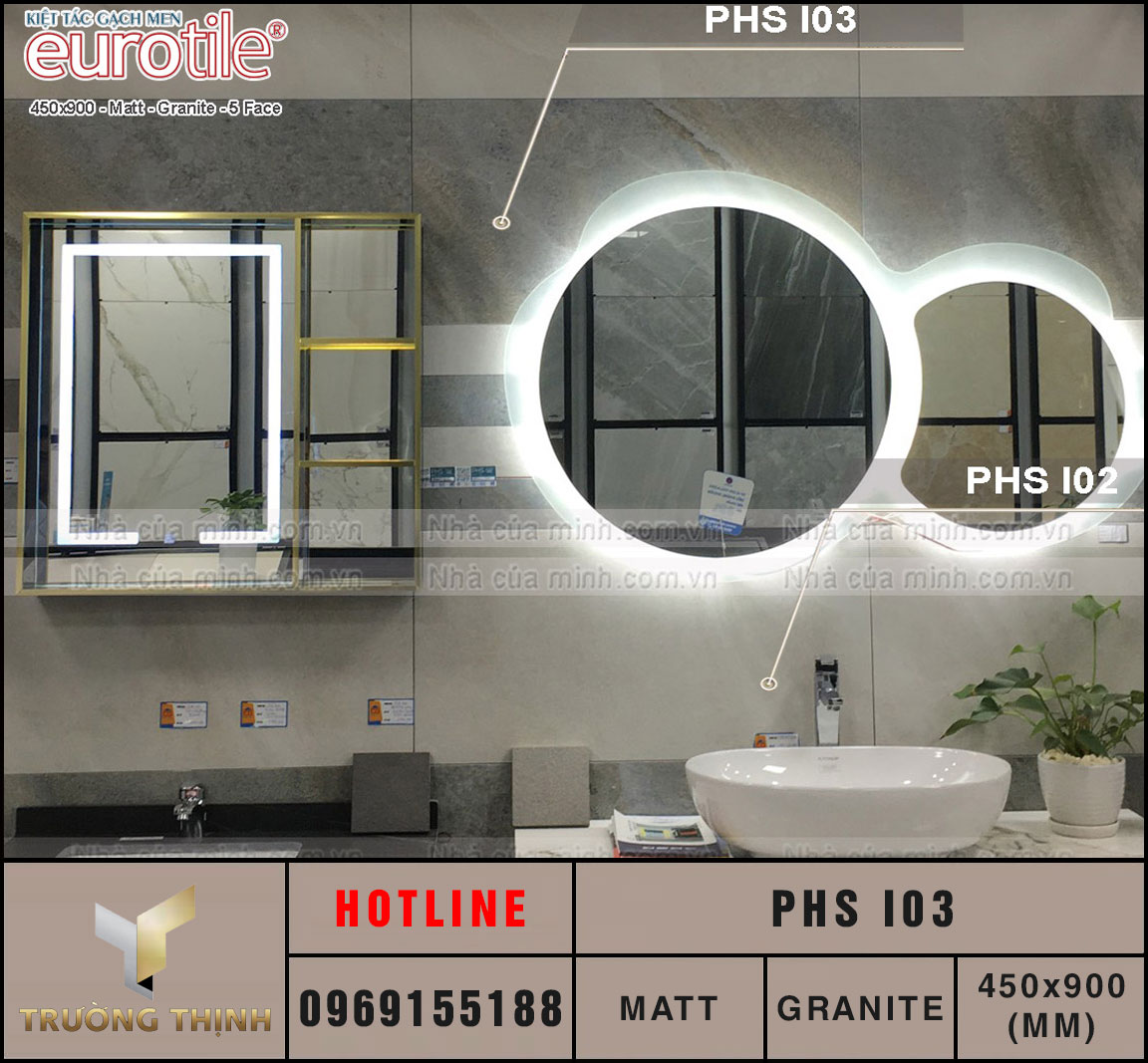 Ảnh thực tế gạch ốp lát 450x900 Eurotile Phù Sa PHS I03