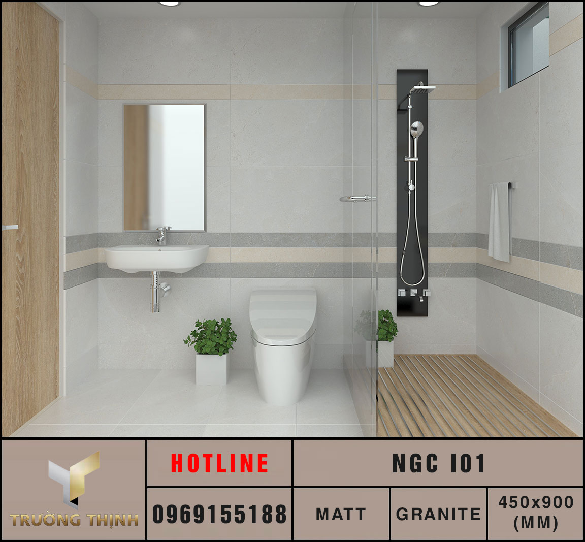 Gạch gạch ốp lát 450x900 Eurotile Nguyệt Cát NGC I01
