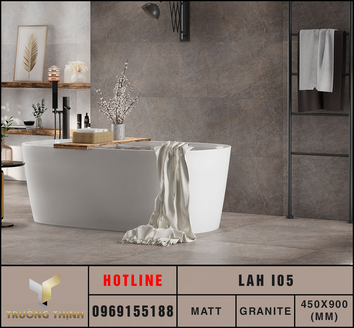 Ảnh mẫu 3D gạch ốp lát 450x900 Eurotile Lam Hải LAH I05
