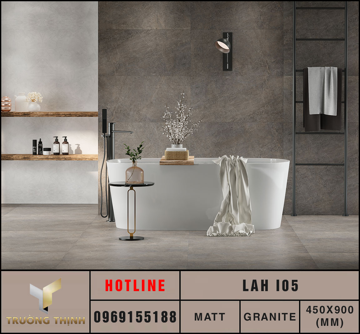 Ảnh phối cảnh 3D gạch ốp lát 450x900 Eurotile LAH I05