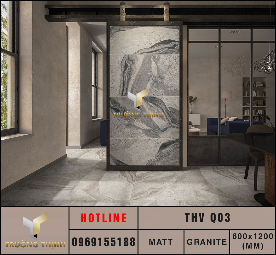Gạch granite giả đá 600x1200 Eurotile Thạch Vũ THV Q03 men matt