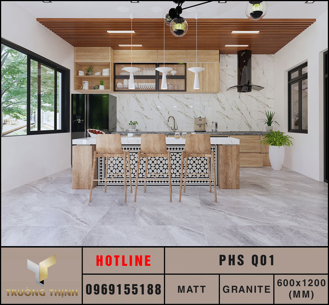 Ảnh phối cảnh 3D gạch ốp lát 600x1200 Eurotile Phù Sa PHS Q01