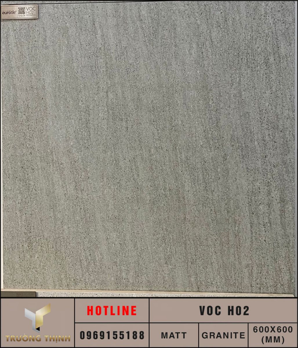 Gạch men khô 600x600 Eurotile VOC H02 vân xi măng