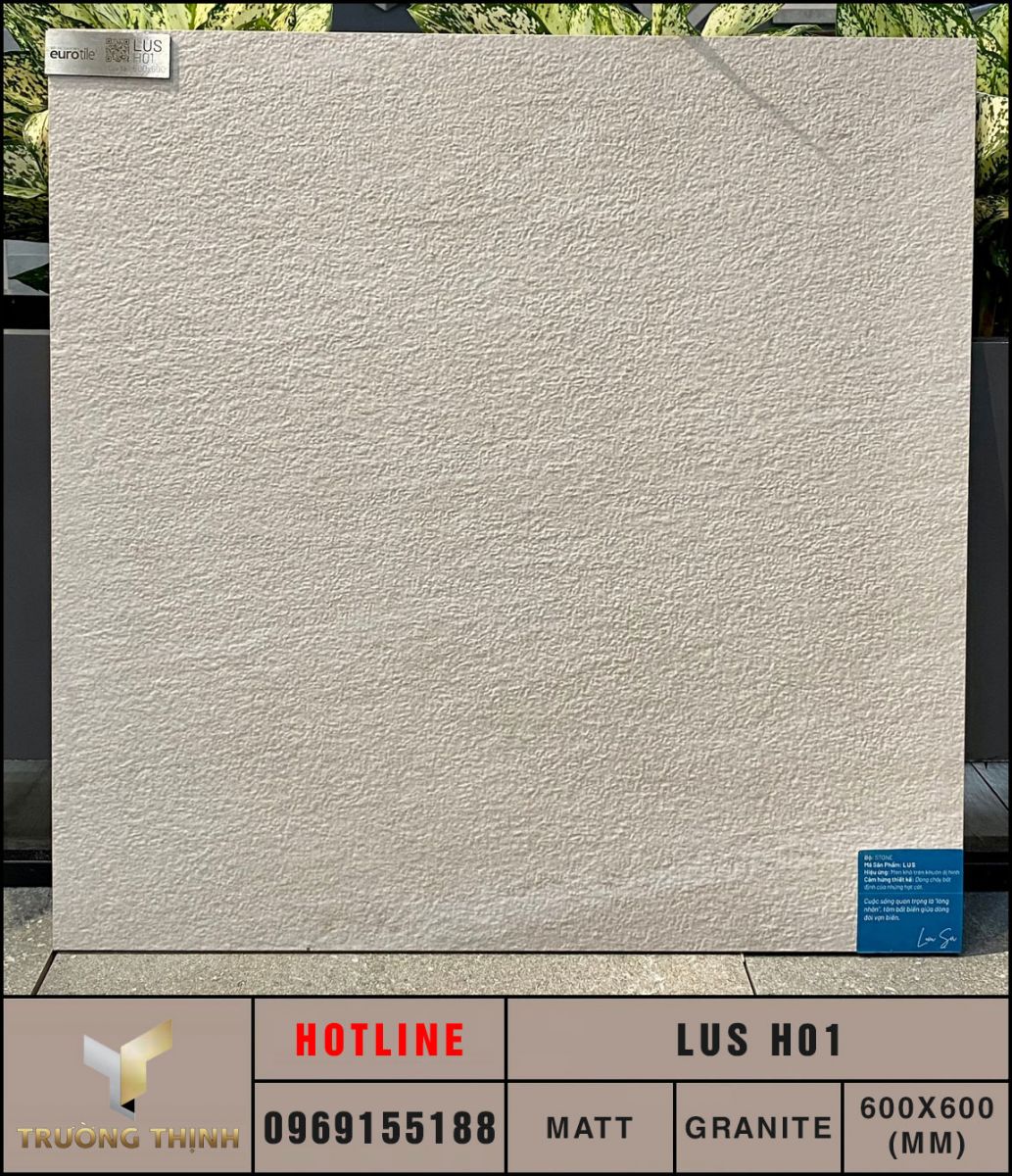 Gạch lát nền 600x600 Eurotile Lưu Sa LUS H01 vân đá