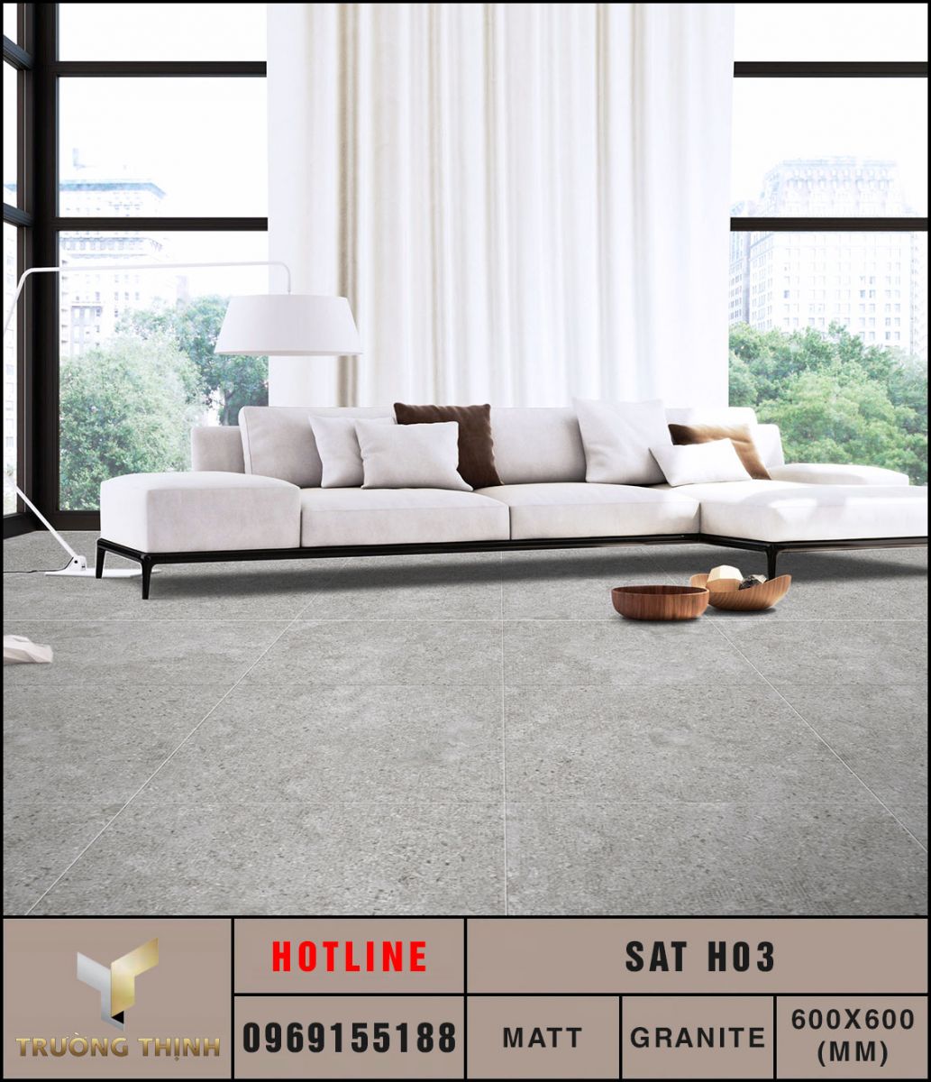 Ảnh mẫu 3D gạch lát nền 600x600 Eurotile Sa Thạch SAT H03
