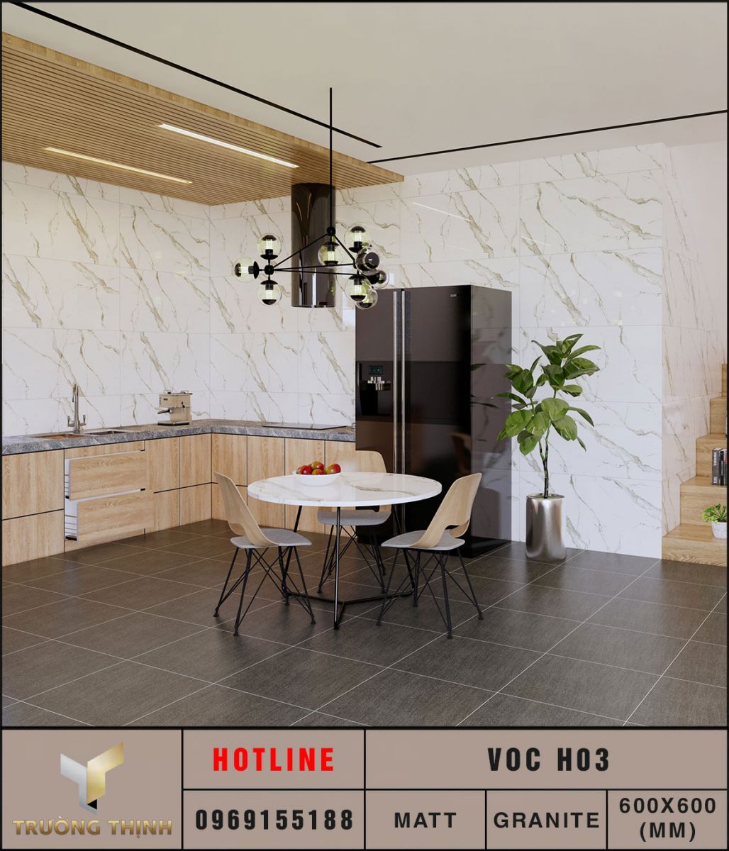 Ảnh mẫu 3D gạch lát nền 600x600 Eurotile VOC H03