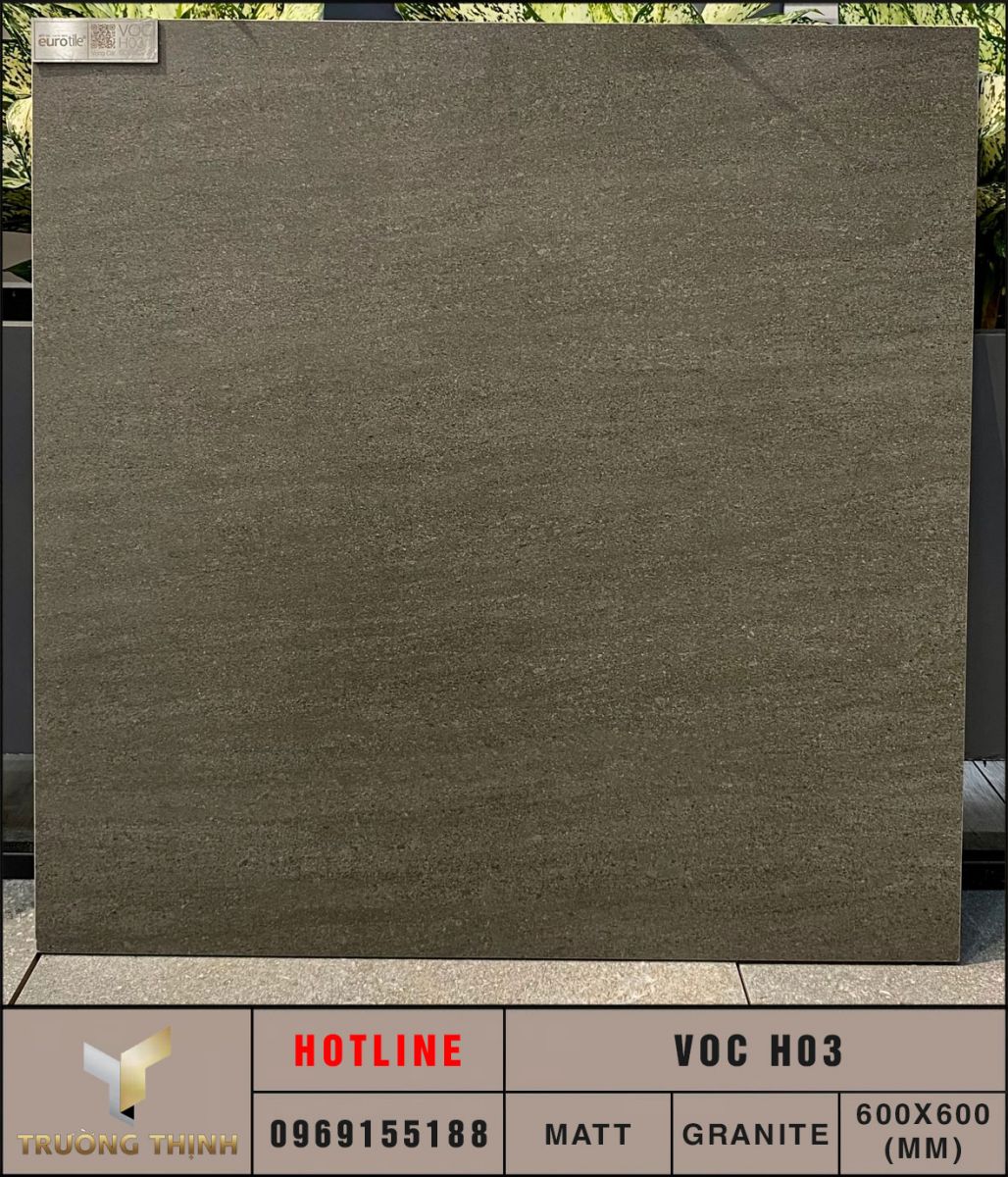 Gạch vân xi măng 600x600 Eurotile VOC H03 màu xám