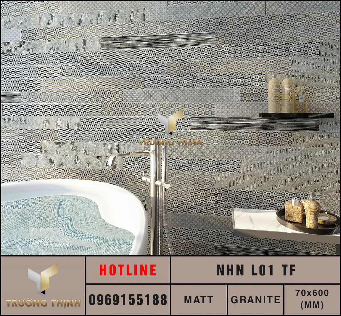 Ảnh mẫu gạch trang trí 70x600 Eurotile Nhật Nguyệt NHN L01 TF