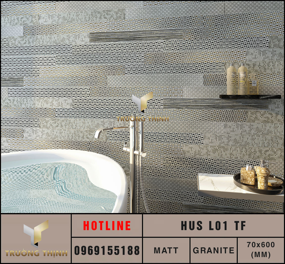 Ảnh mẫu gạch trang trí 70x600 Eurotile Huyền Sa HUS L01 TF