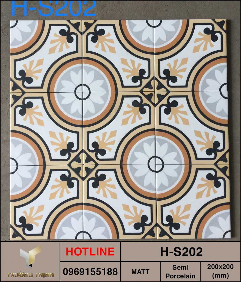 Gạch bông men 200x200 Viglacera H-S202 giá rẻ