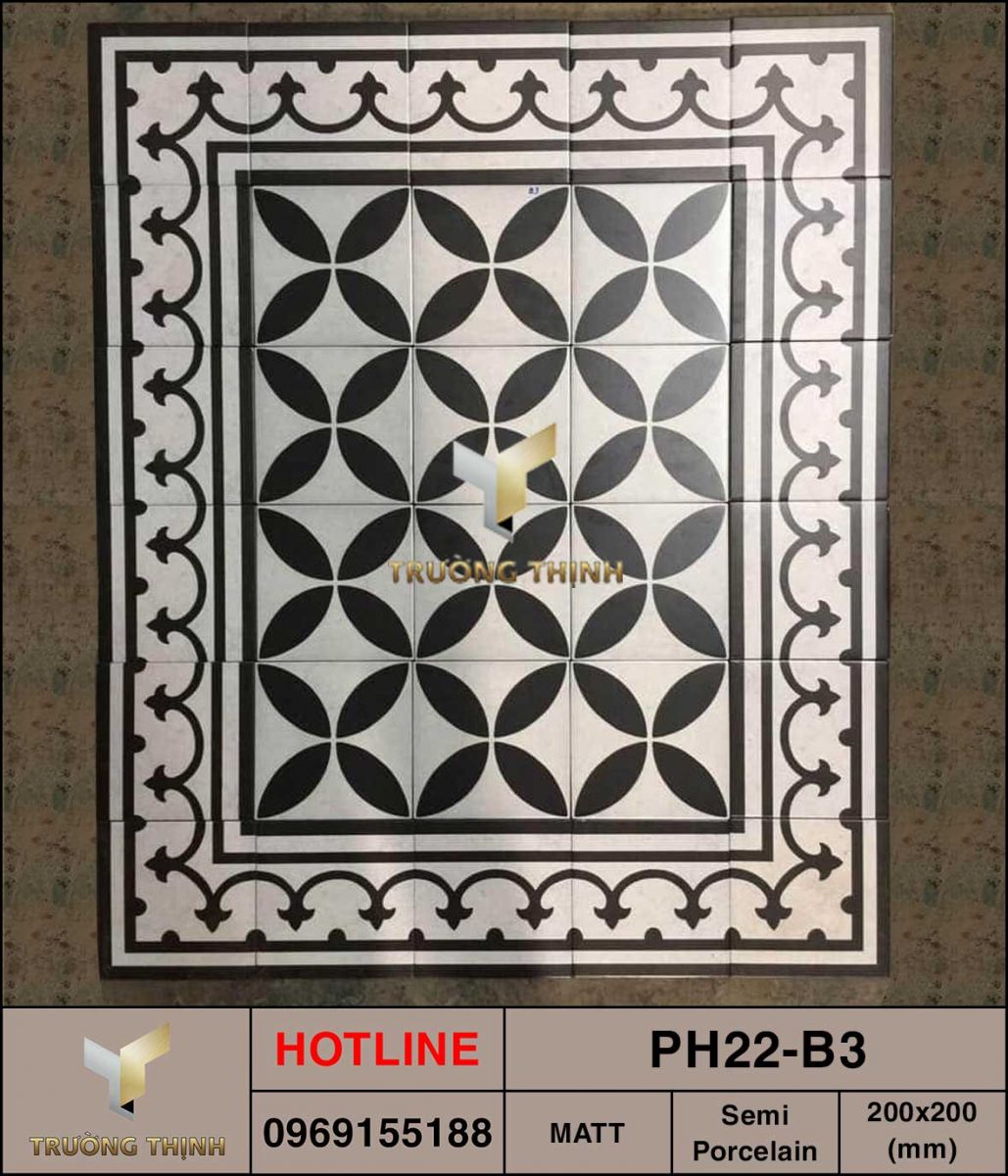 Ảnh thực tế gạch ốp lát 200x200 Viglacera Platinum PH22-B3 ghép mẫu tại kho để khách hàng tham khảo