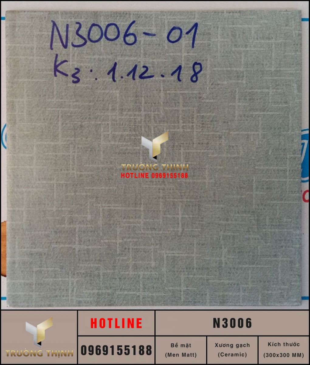 Gạch lát nền vân vải 300x300 Viglacera N3006 cao cấp