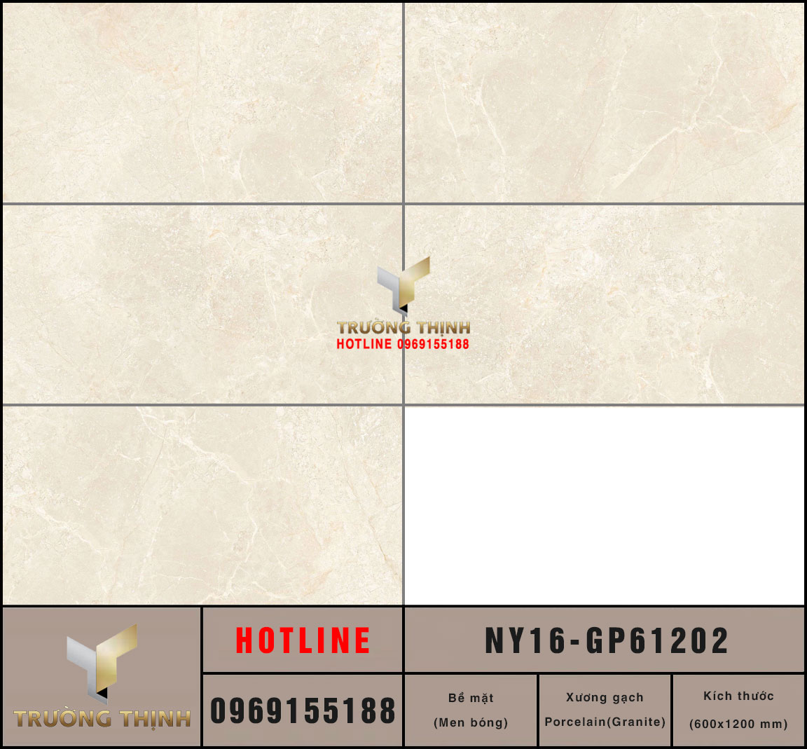 Gạch ốp lát giả đá màu be 600x1200 Viglacera NY16-GP61202: Đẳng cấp từ Bộ sưu tập United New York