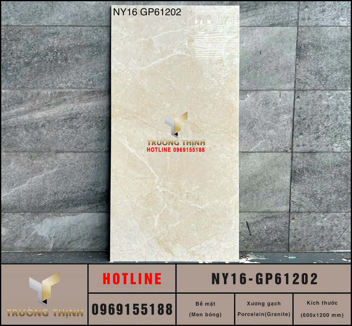Gạch Ốp Lát Giả Đá Màu Be 600x1200 Viglacera NY16-GP61202 Sang Trọng