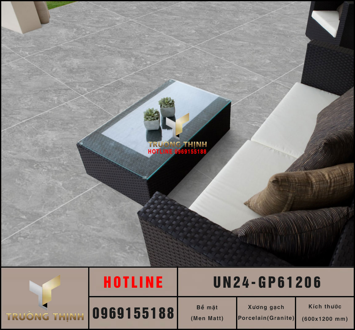 Gạch Viglacera UN24-GM61206 600x1200 Men Matt Xám Sang Trọng
