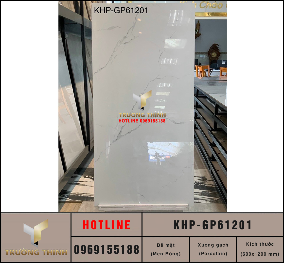 Gạch ốp lát trắng khói 600x1200 Viglacera KHP-GP61201 vân đá